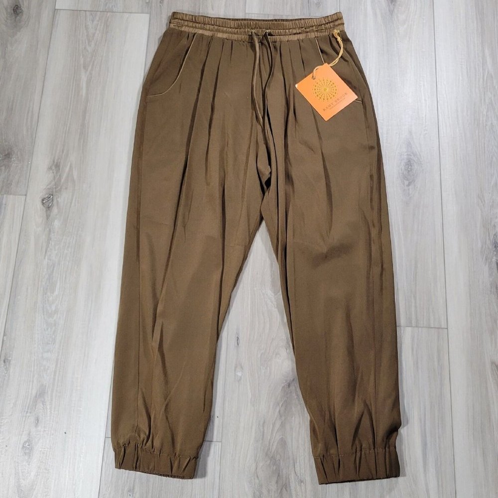 Ramy Brook Crop Jogger Pants Women's Small Brown BN 142 Drawstring New